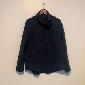 Stoic navy cowlneck pullover sweatshirt.